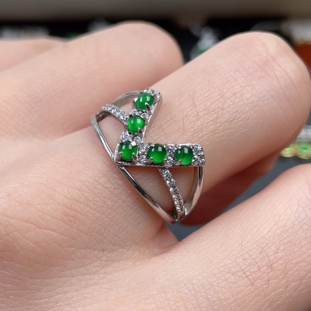 翡翠银S925镶嵌戒指