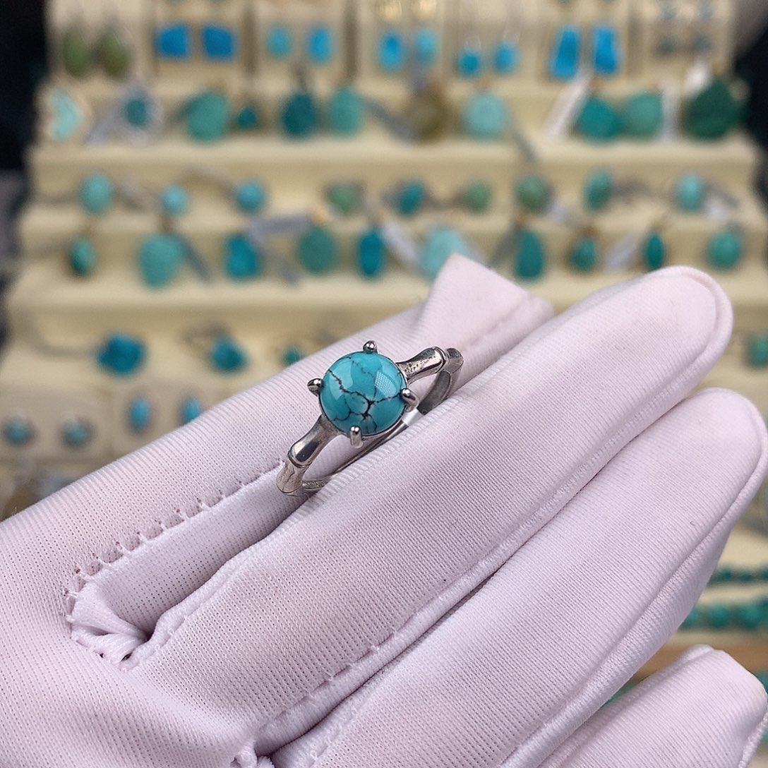 绿松石银S925镶嵌戒指