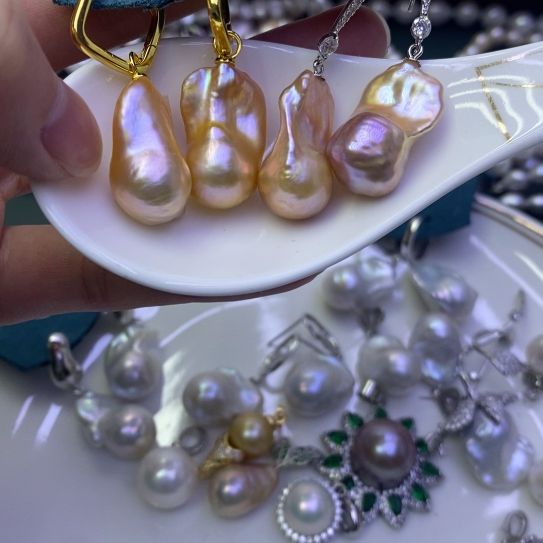 淡水珍珠耳饰银S925镶嵌静*洋