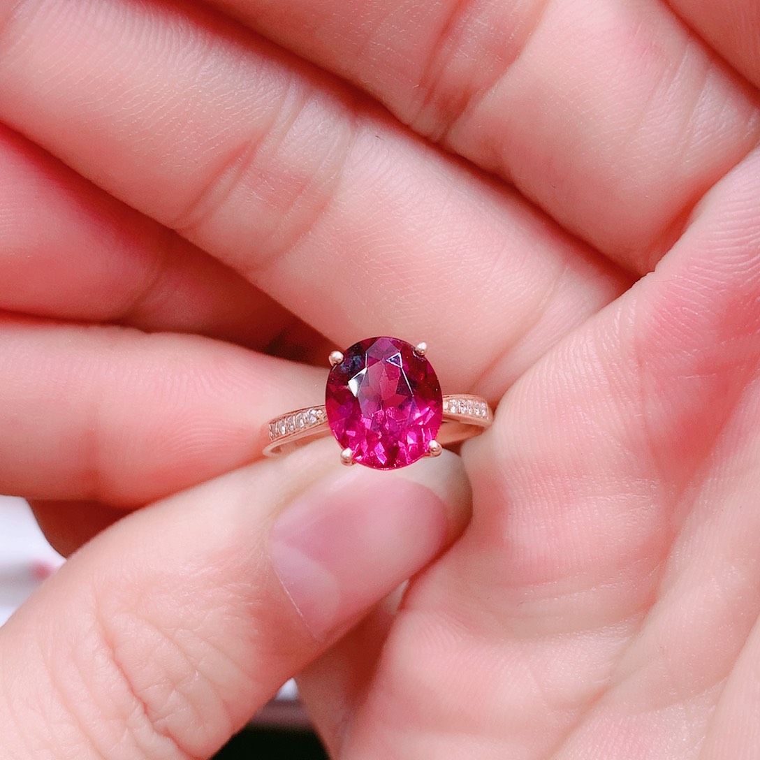 石榴石戒指18K金镶嵌8✖️9