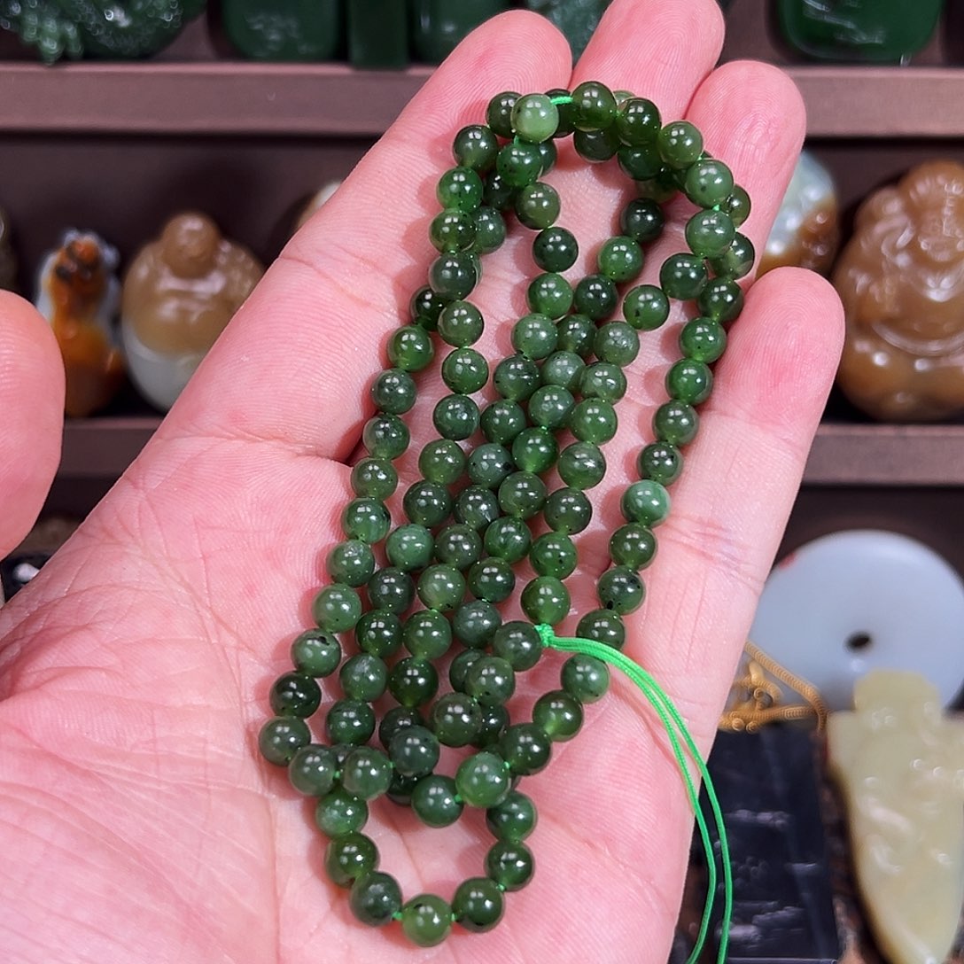 和田玉项链未镶嵌6mm/108，巴碧 饰品级介意勿拍哦