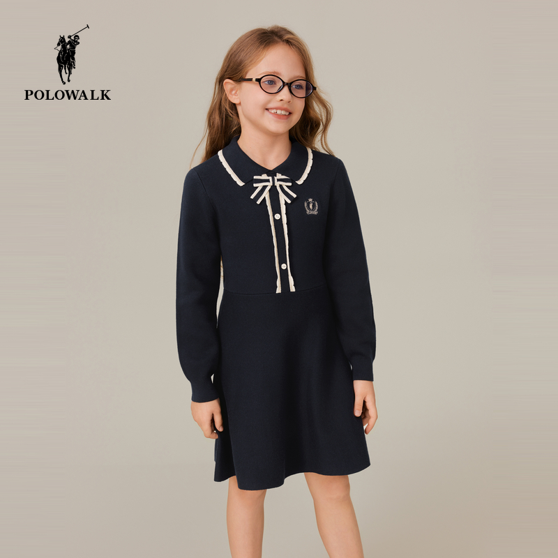 POLOWALK童装女童长袖连衣裙2025新品女童长袖连衣裙