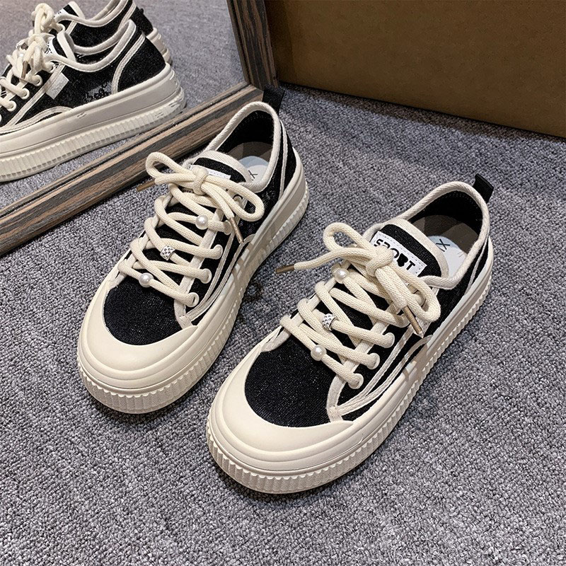 2025夏季网面透气校园风配裙子蕾丝渔夫鞋低帮厚底休闲板鞋D-1