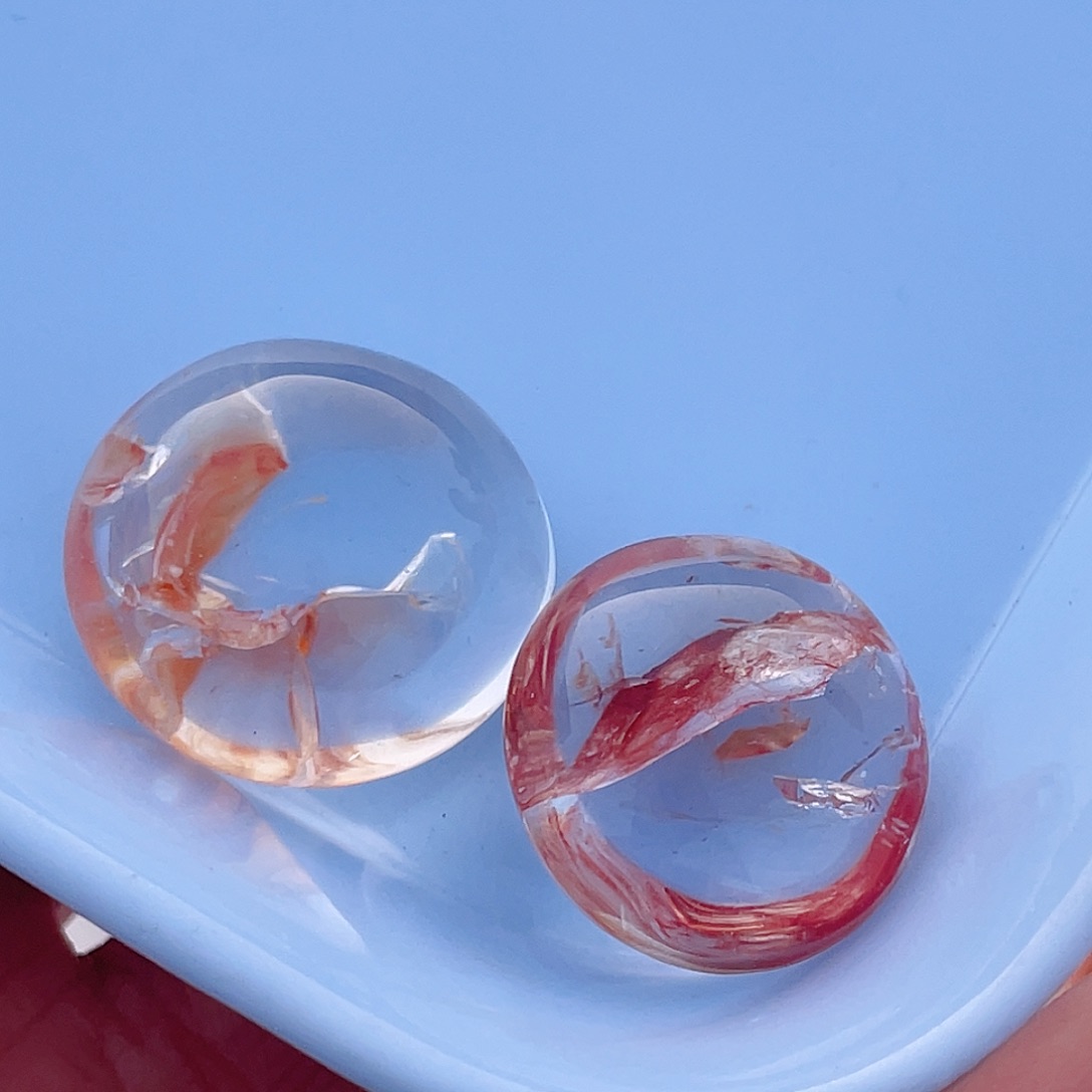 水晶红浇花2个未镶嵌T