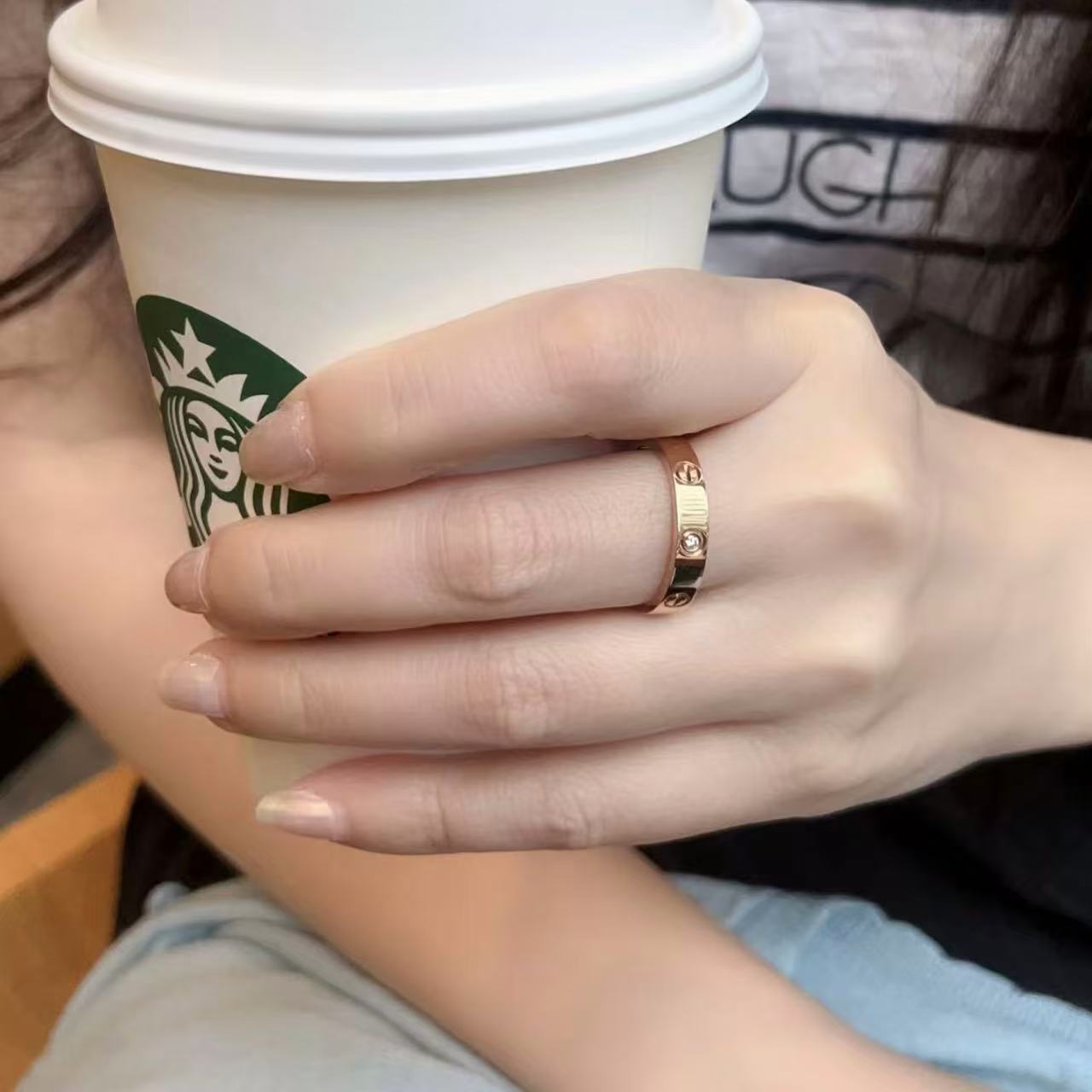 时尚3钻love戒指