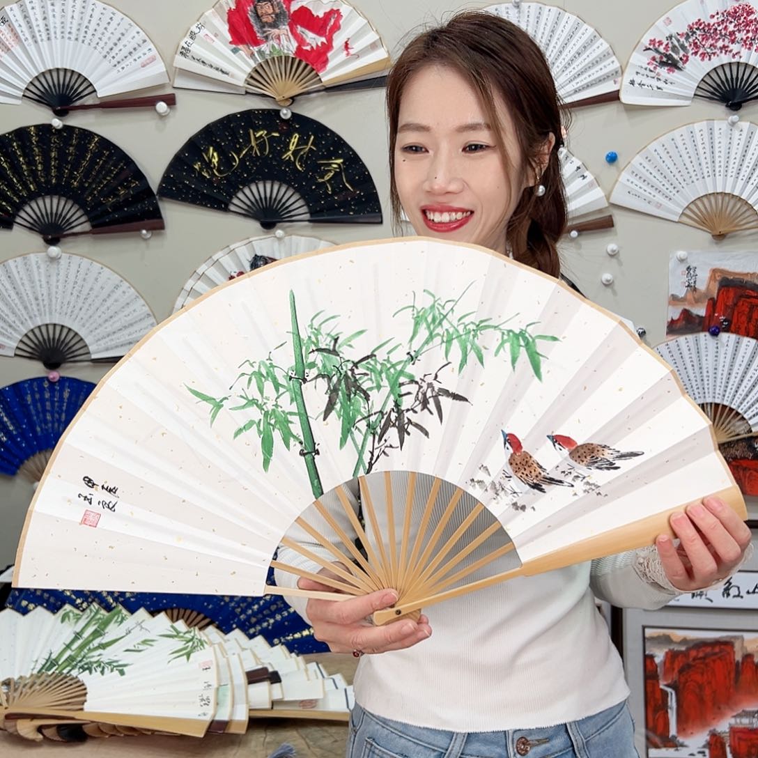 书法十寸玉竹-文玩扇-手写-粘好发出