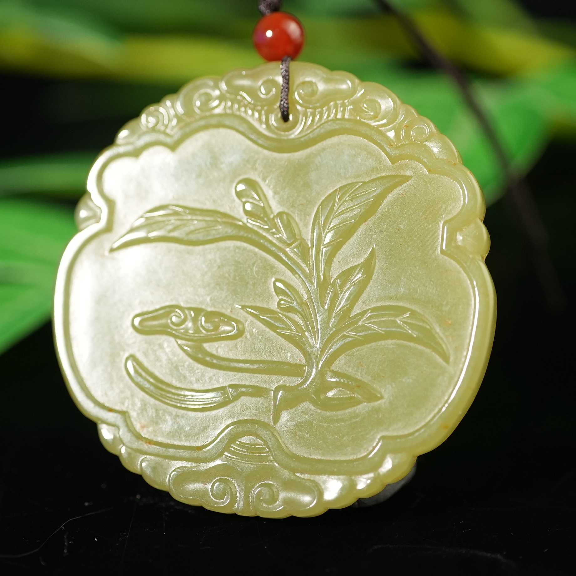 二十世纪和田玉灵芝纹牌LFJ250517039