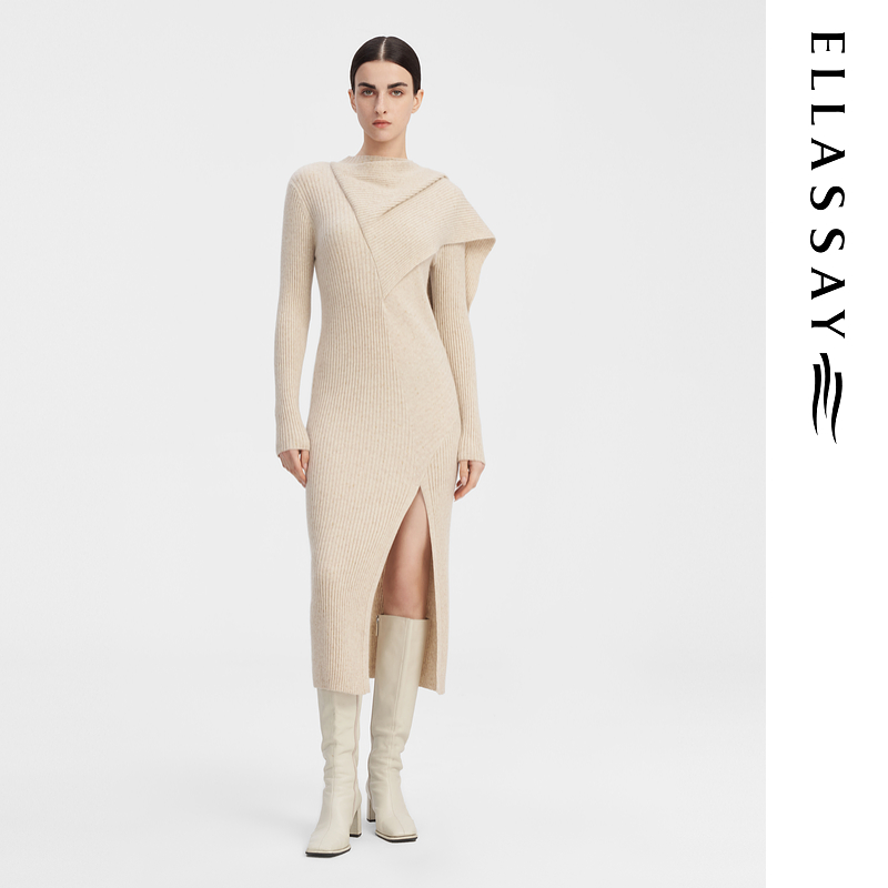 ELLASSAY歌力思秋冬新款淑女端庄大气长款连衣裙女EWF344M02600