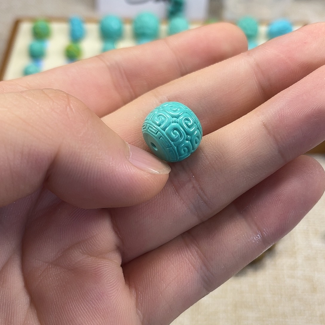 原生态湖北松配饰，直径13绿色