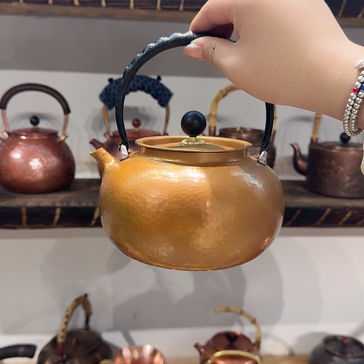 紫铜手工制作苹果壶烤色