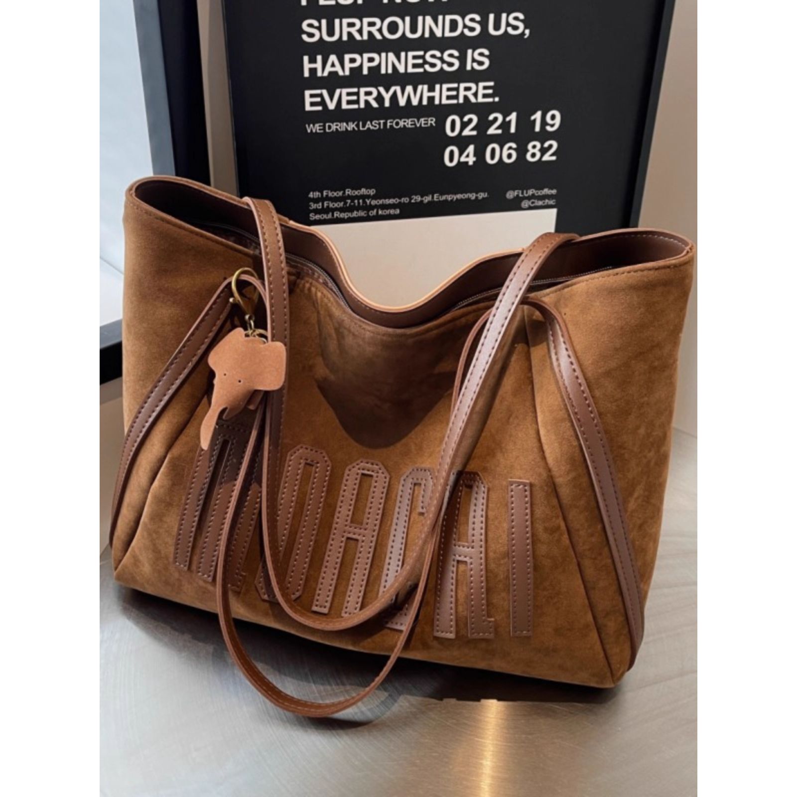 网红同款【奥莱清仓】美拉德复古鹰皮绒包包女秋冬时尚高级感托特包