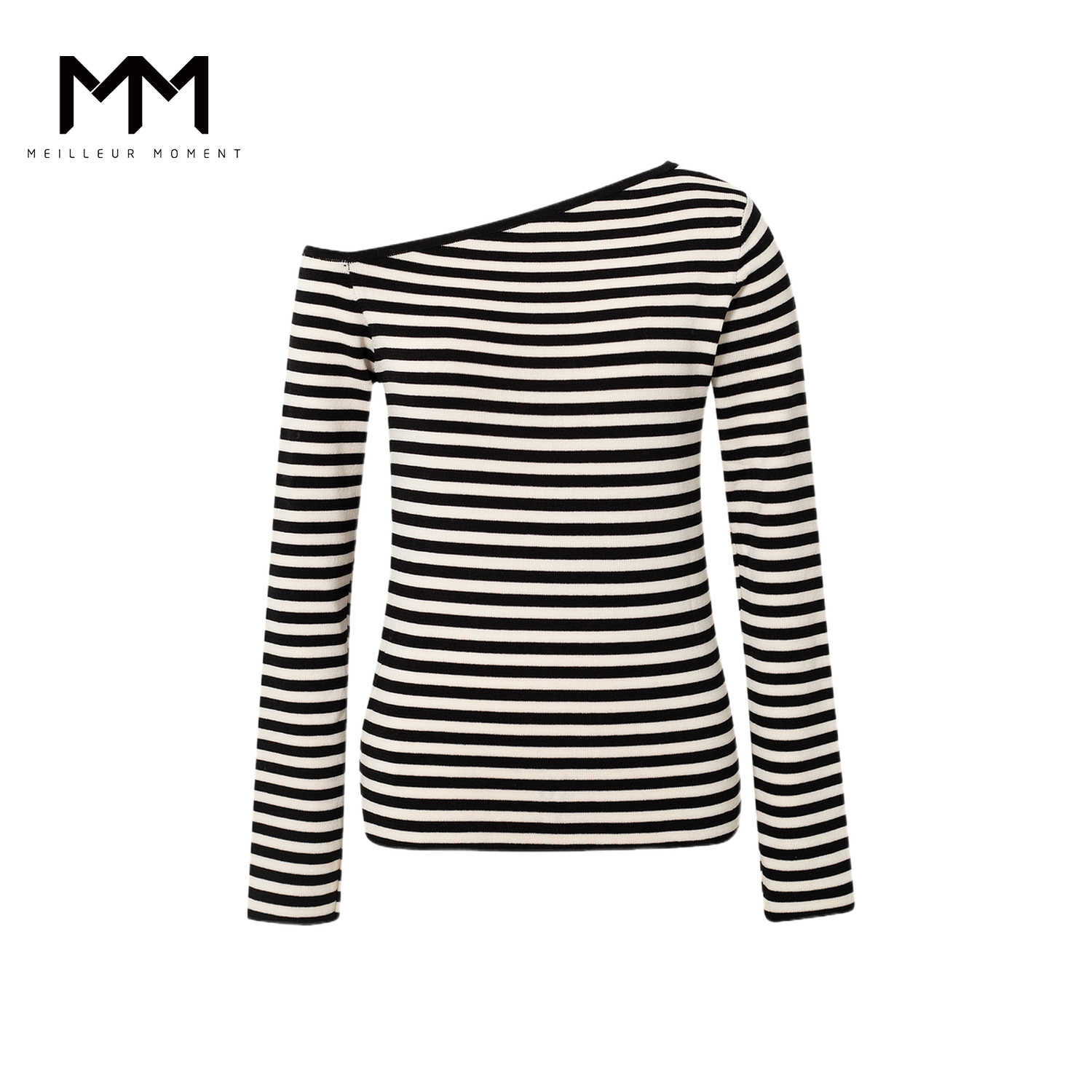 【服饰专属】MM麦檬气质斜肩条纹上衣商场同款25冬新款5G3131751