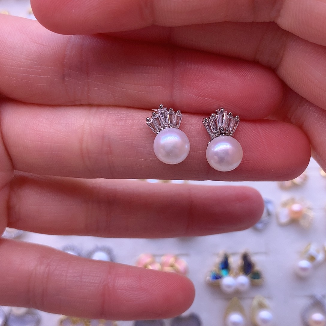 淡水珍珠耳饰合金