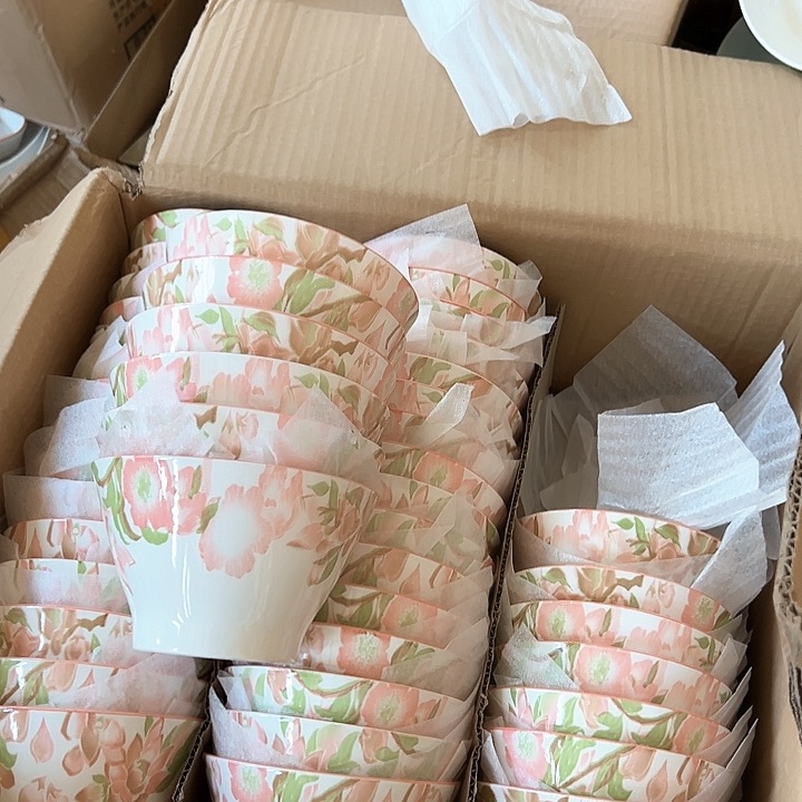 （粉色大花）5英寸斗笠碗6支