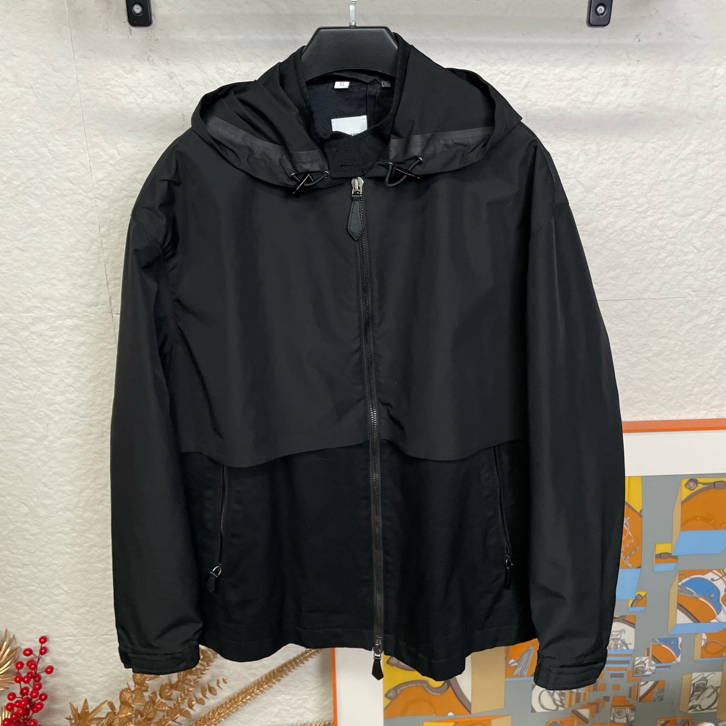 未使用 BURBERRY/博柏利 黑色拼接外套/XL码/2510284