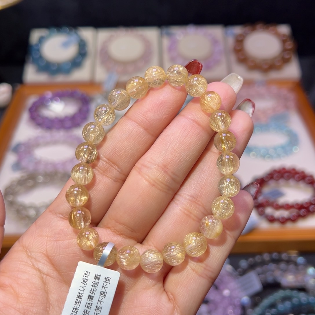 水晶手串未镶嵌金发晶8m m