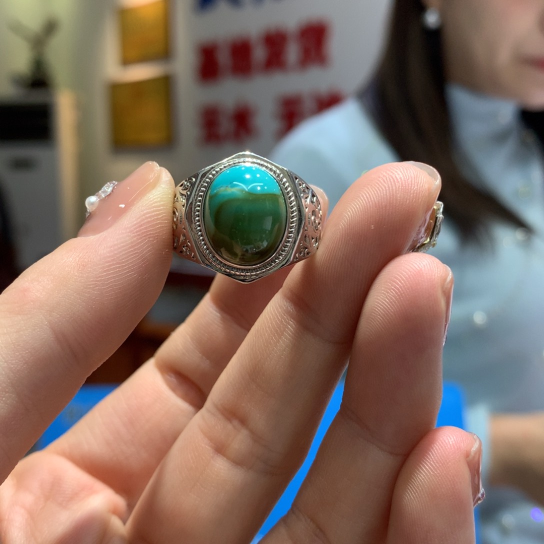 绿松石戒指银S925镶嵌
