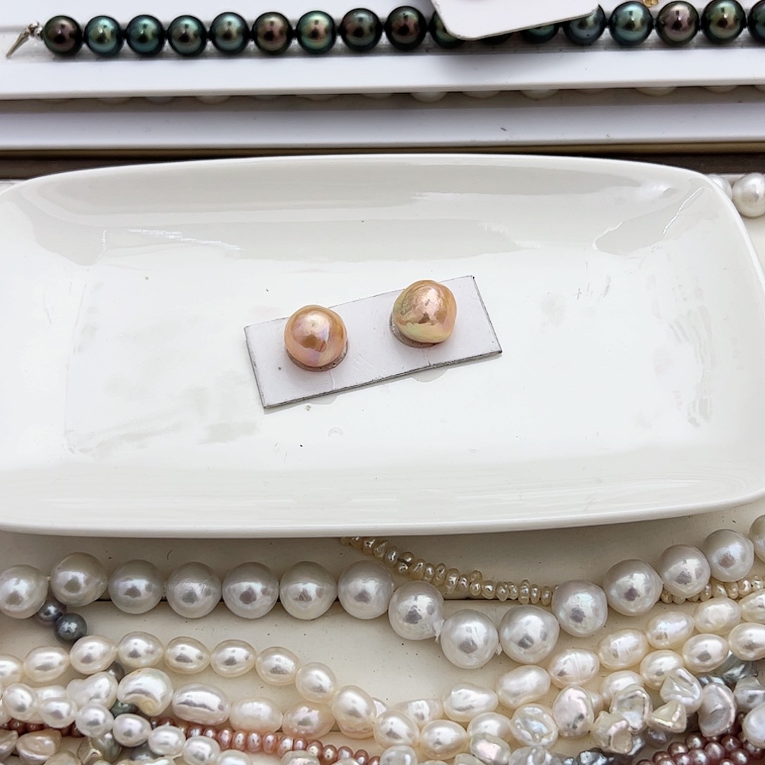 淡水珍珠耳饰银S925镶嵌k*