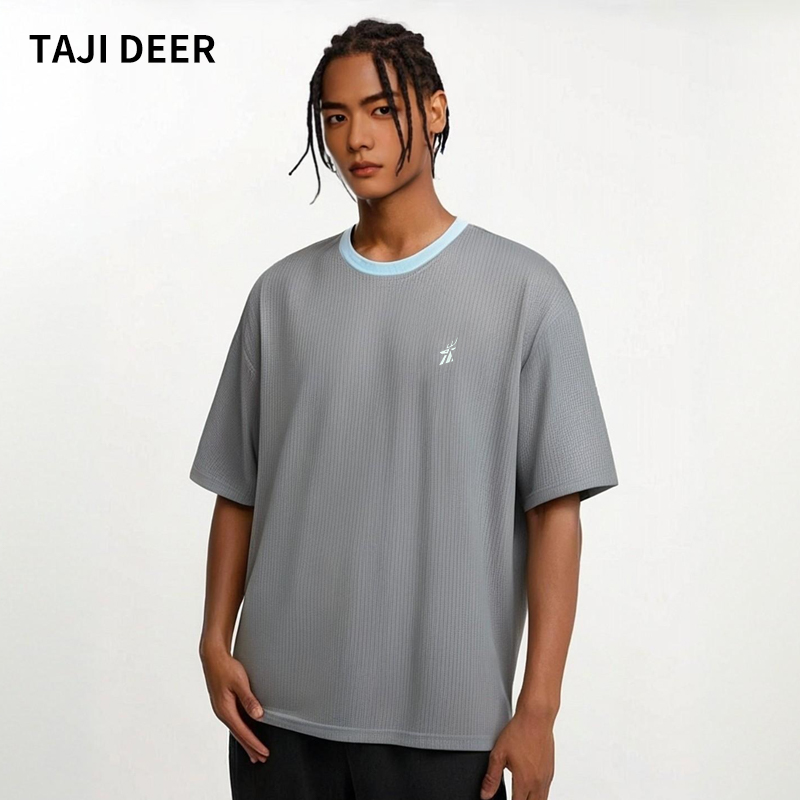 Tajideer冰丝短袖运动T恤休闲宽松健身健身薄款coolmax速干t恤