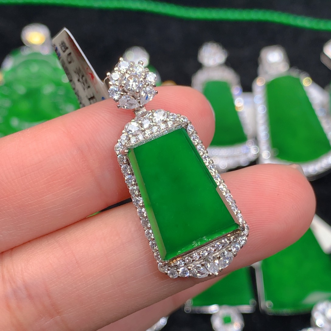 翡翠吊坠(不含链)银S925镶嵌