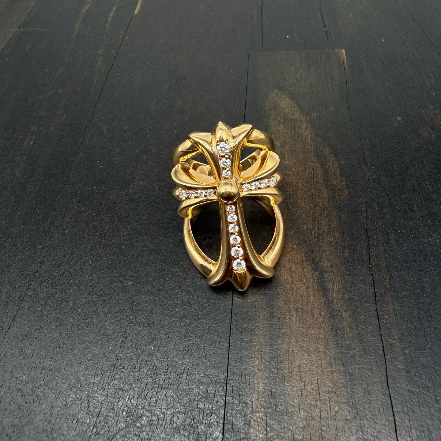 US9码 Chrome Hearts 克罗心 22k 白钻无尽十字架戒指