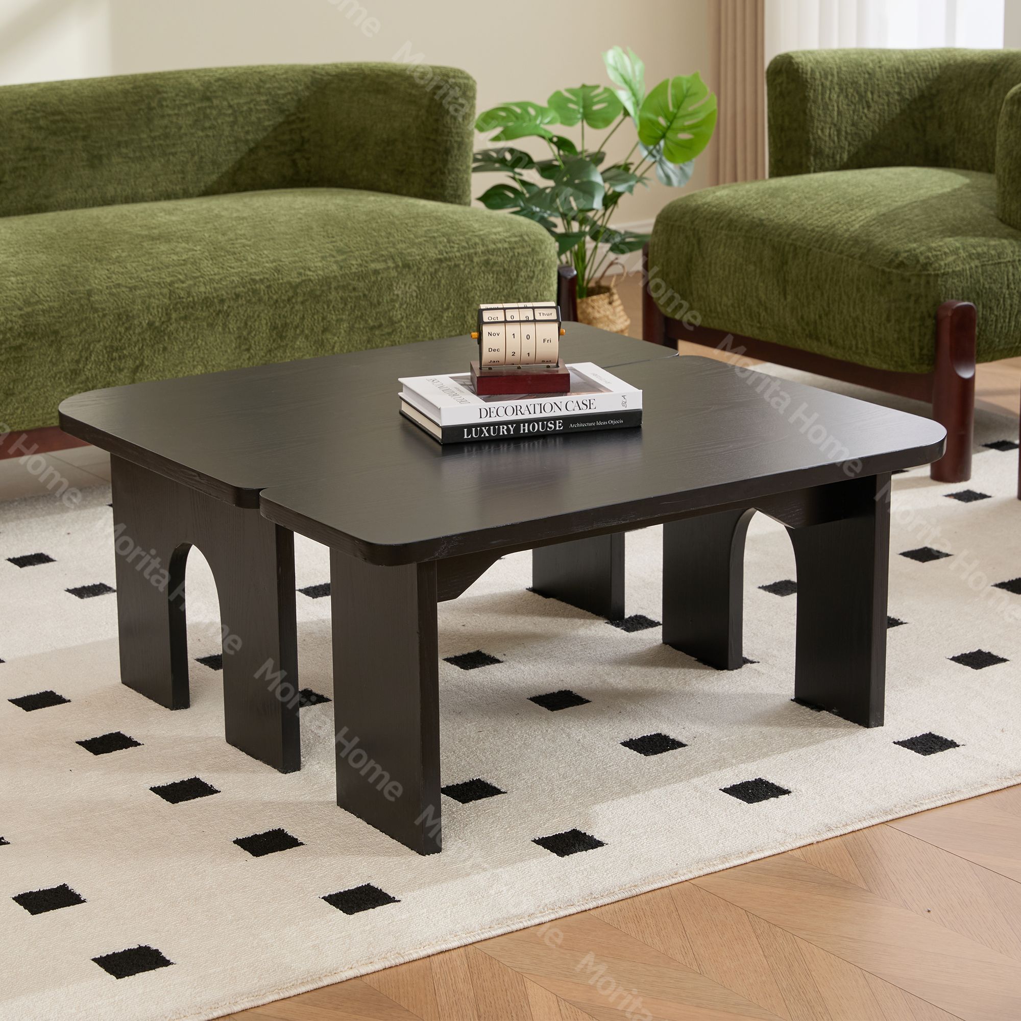 异形黑色设计师茶几客厅不规则家用简约实木组合创意茶桌小户型