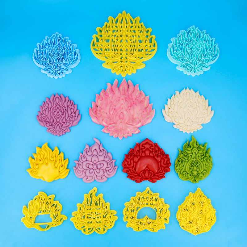 火焰纹理模具花饽饽花馍字底醒狮配件磨具四款火焰模具原创火元素
