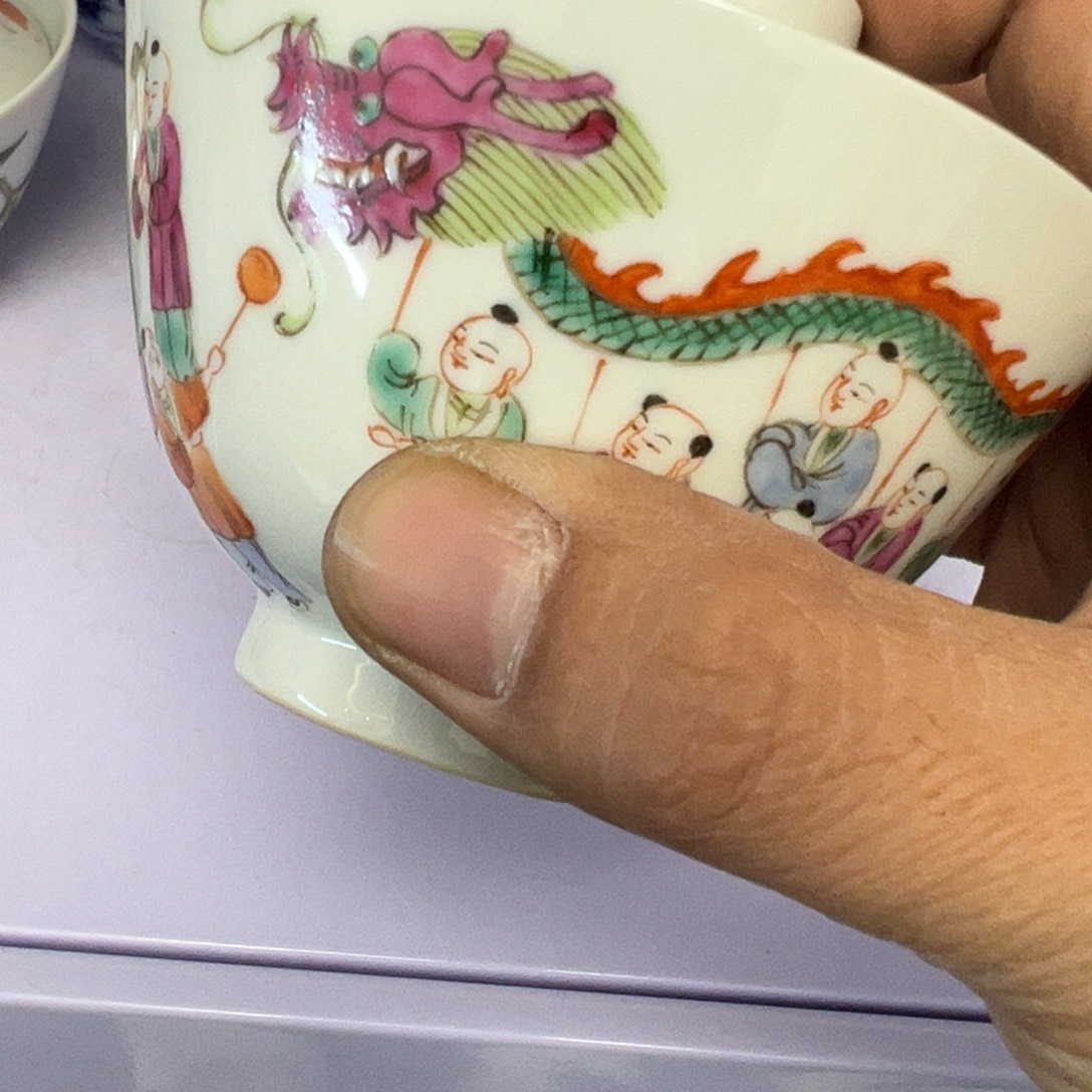 红***彩瓷片瓷器摆件清货清