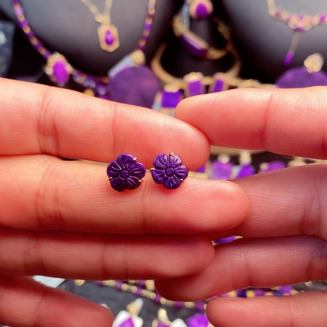 苏纪石（舒俱来）耳饰18K金镶嵌