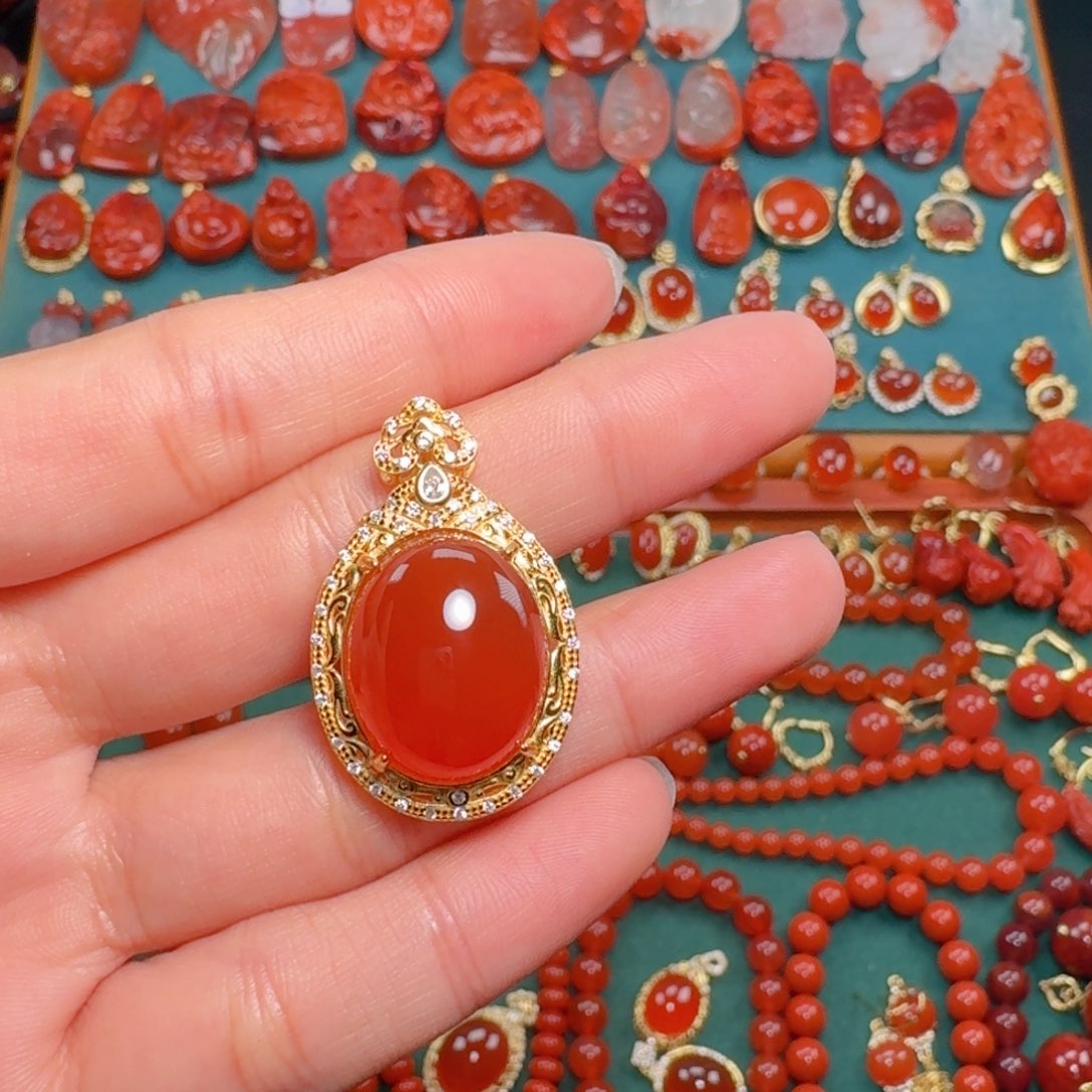 南红玛瑙南红银S925镶嵌