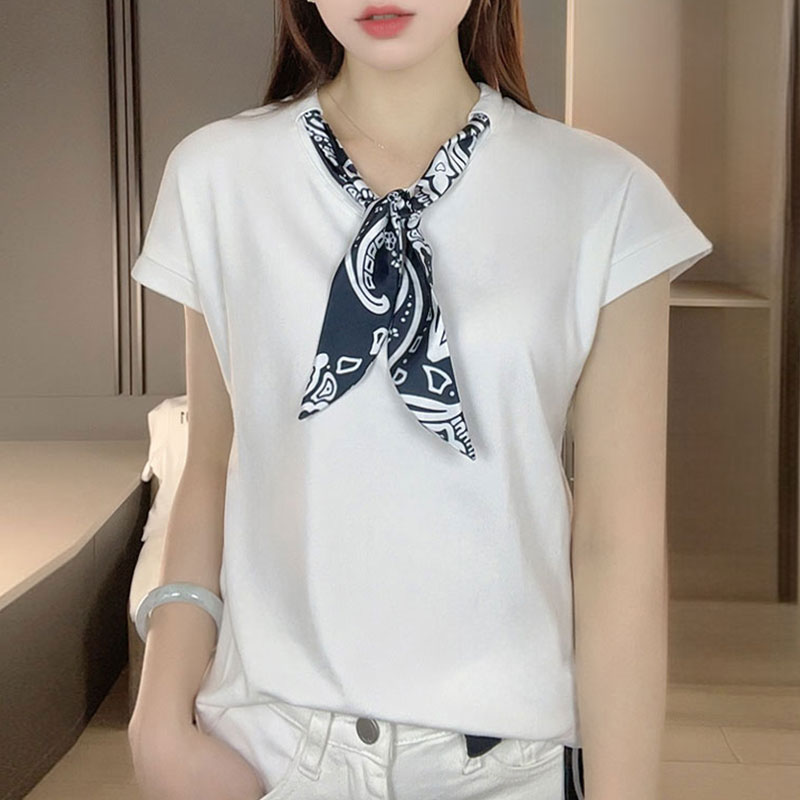 V领丝带T恤设计感小众夏季显瘦短袖女FYZ
