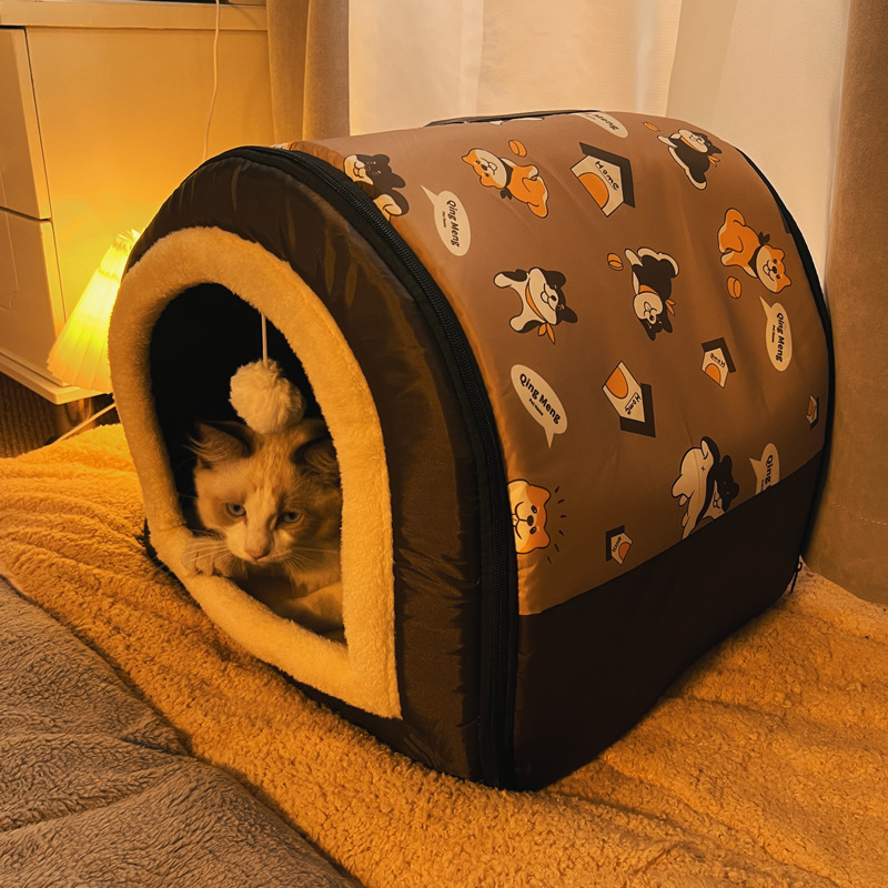 海绵猫窝猫帐篷冬天全封闭式冬季保暖猫咪睡觉的窝大号猫床猫睡袋