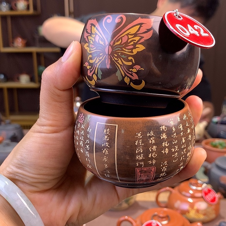 壶云南建水紫陶彩填杯子2个