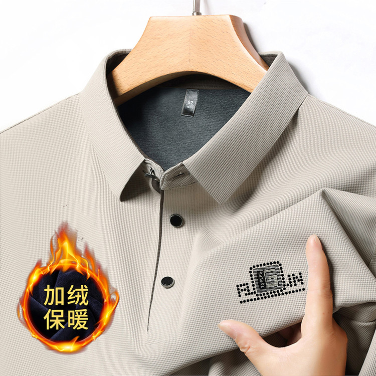 保罗乔威迪加绒加厚爆款男士长袖G标Polo长袖男士打底衫polo衫