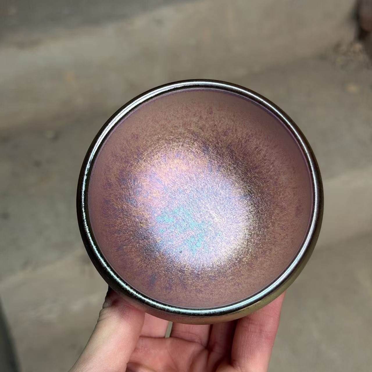 建窑建盏 极光粉 茶盏主人杯 电烧