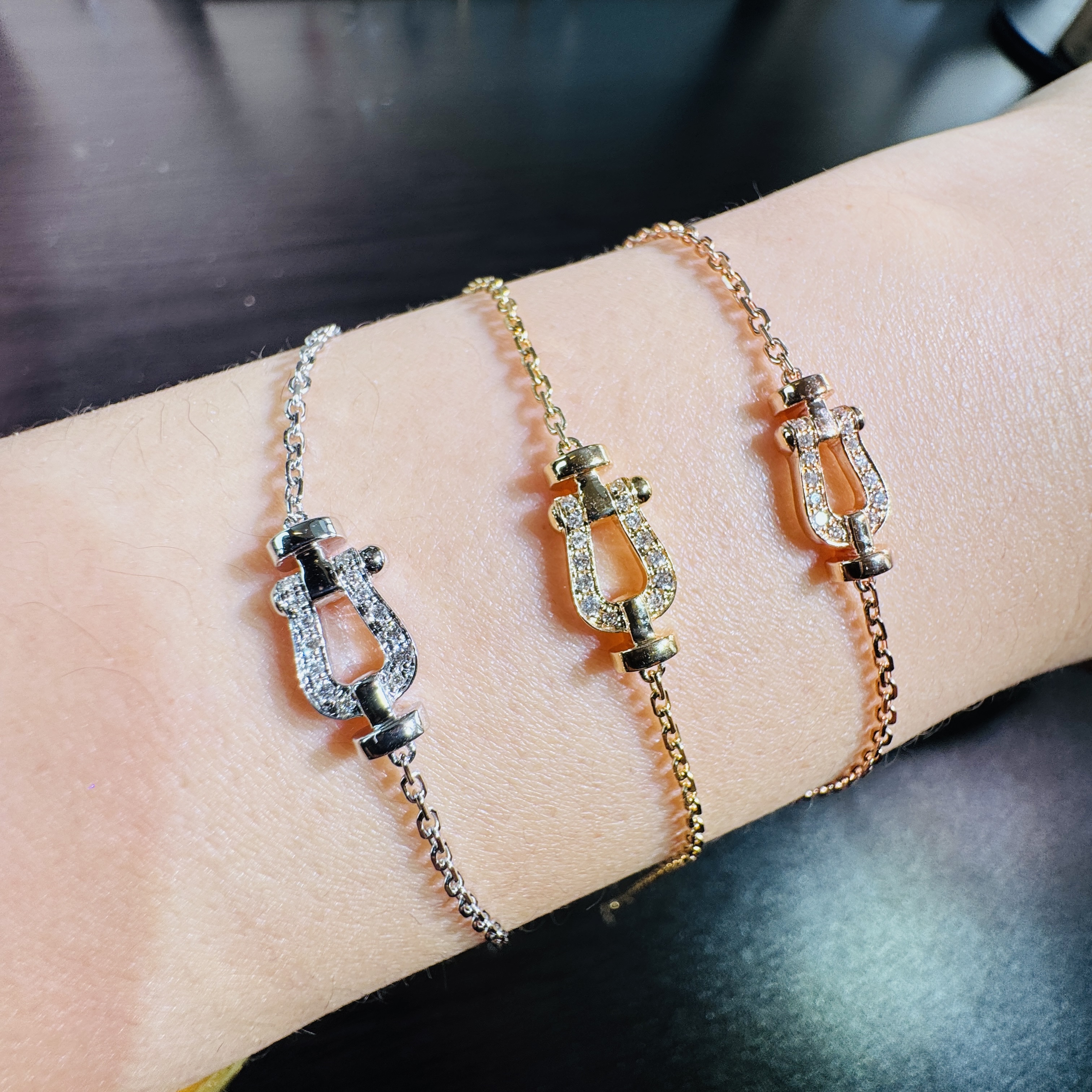 【金钻珠宝】18K金小马蹄钻石手链 重金精工版 多样性（发一条）