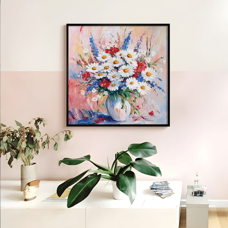 【盈浩】高级感手工肌理油画向日葵餐厅客厅沙发背景花卉手绘装饰画