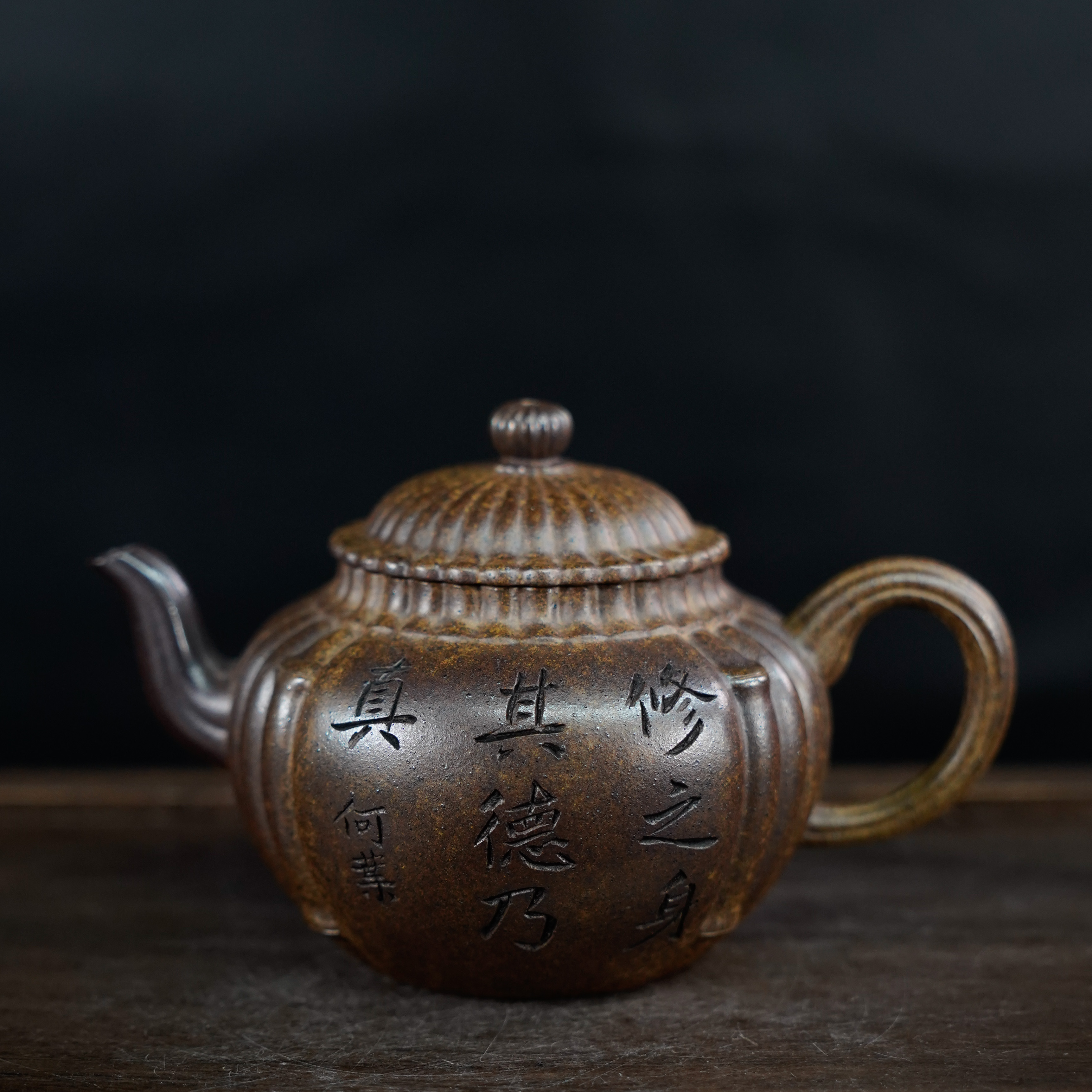 GSZS-6755  何叶  宜兴手工紫砂 筋纹竹节