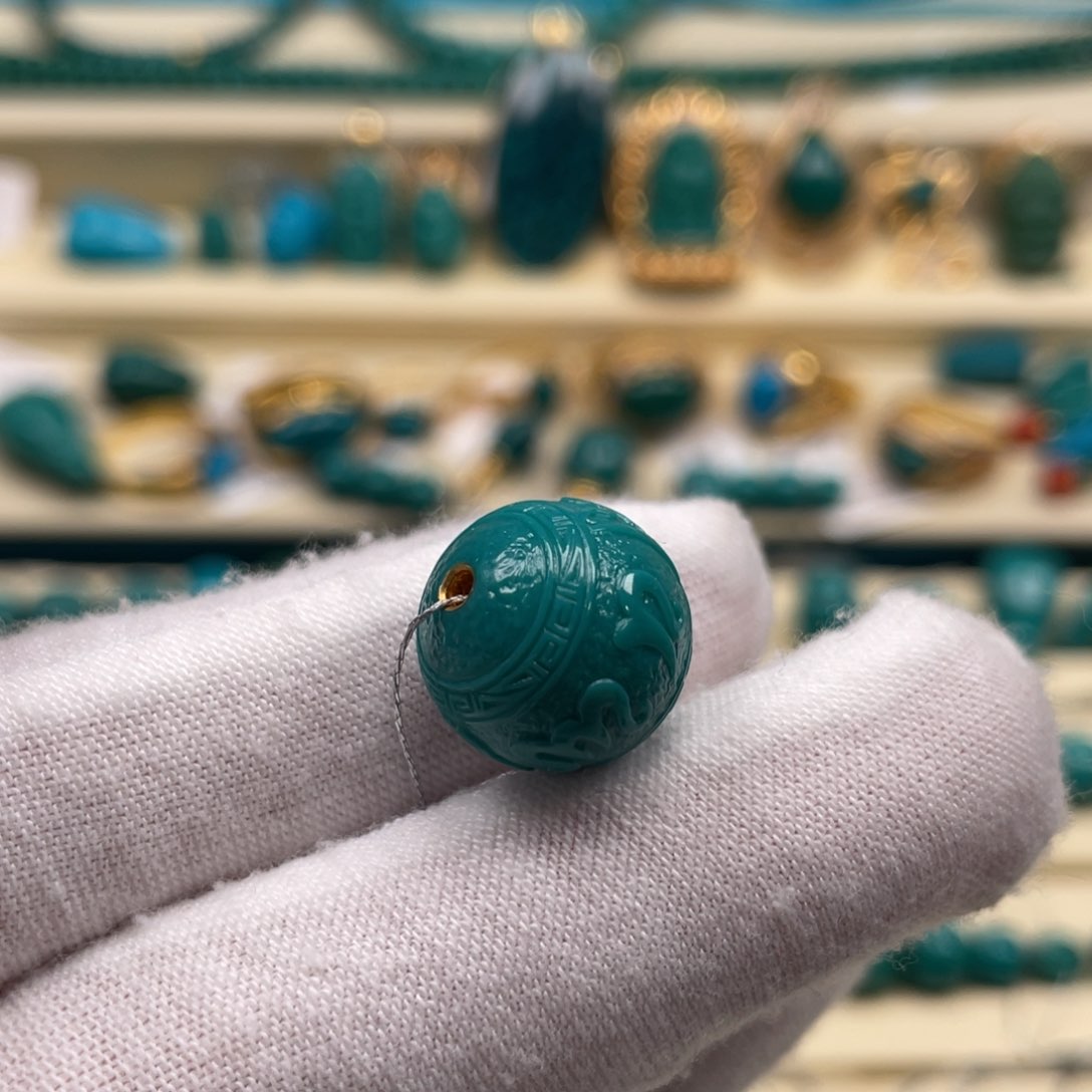 未镶嵌绿松石珠宝奇石14.3mm