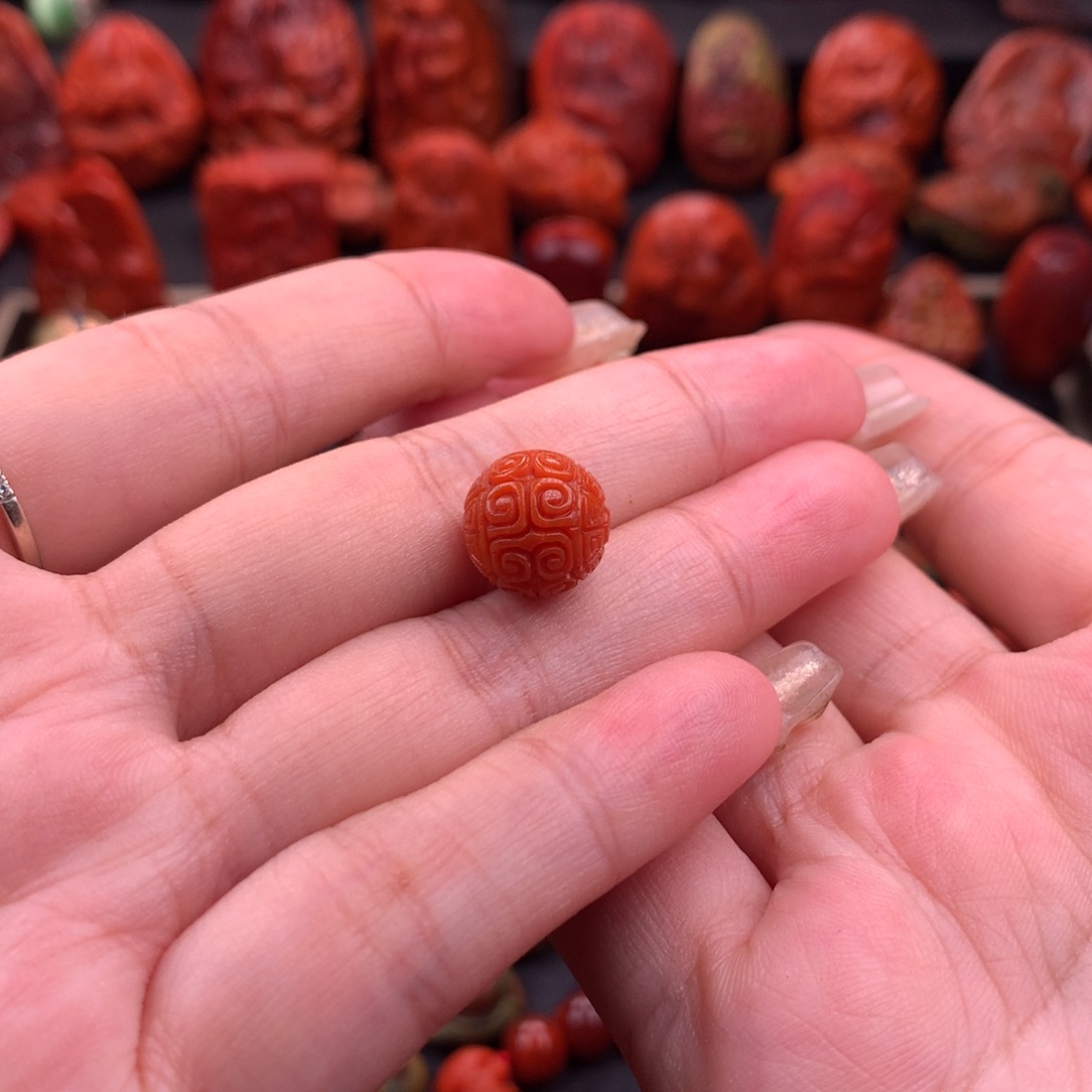 南红玛瑙南红川料回纹圆珠11.6mm未镶嵌