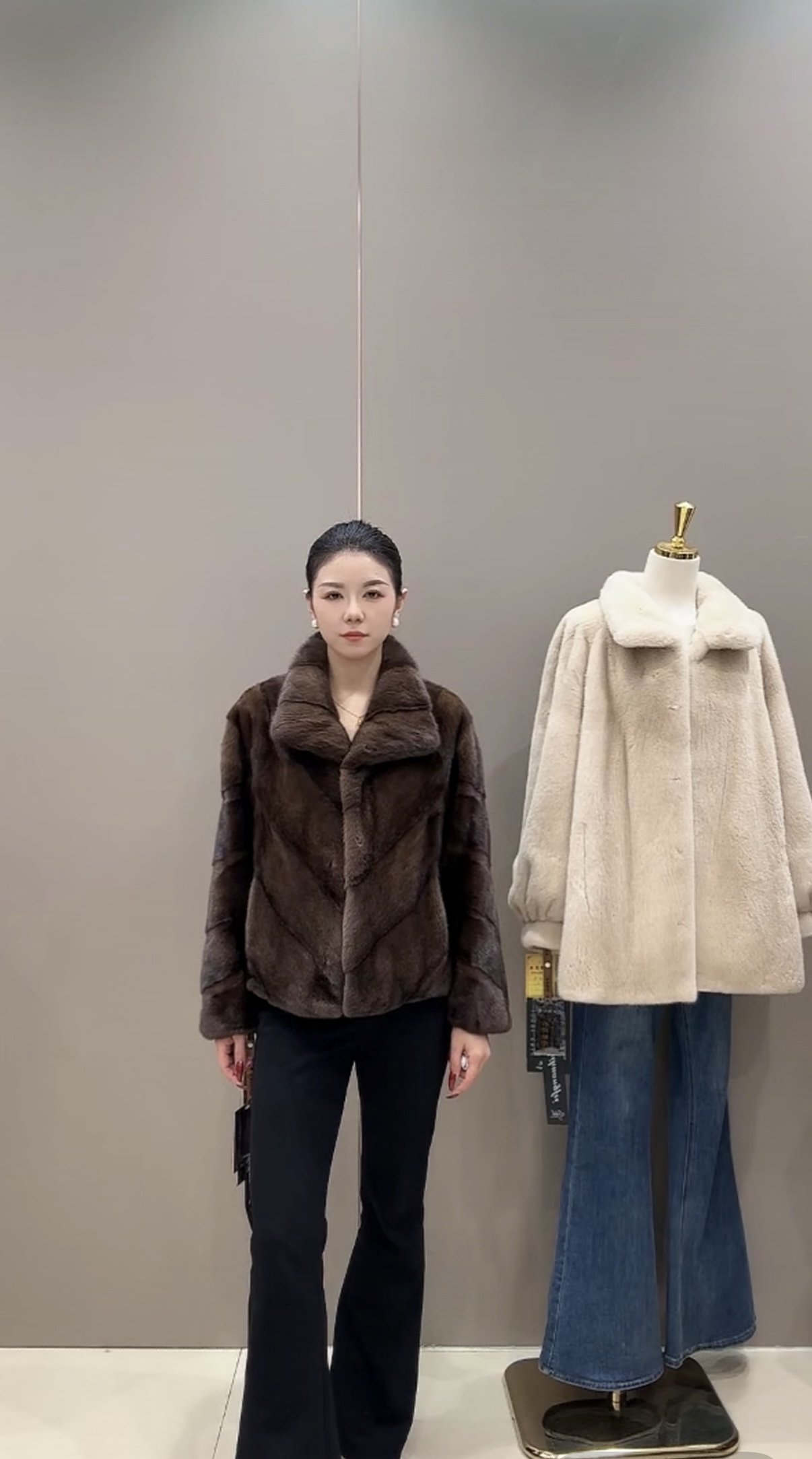 【圣世皇妃】053573领子斜排保暖洋气貂皮大衣皮衣