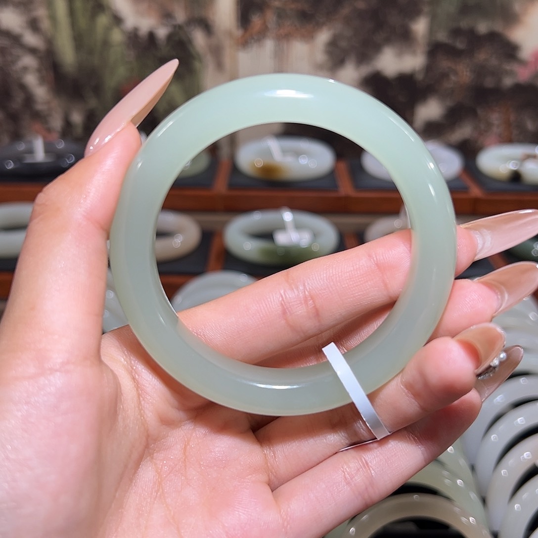 和田玉手镯未镶嵌小***⭐和田玉高冰青提葡萄肉手镯