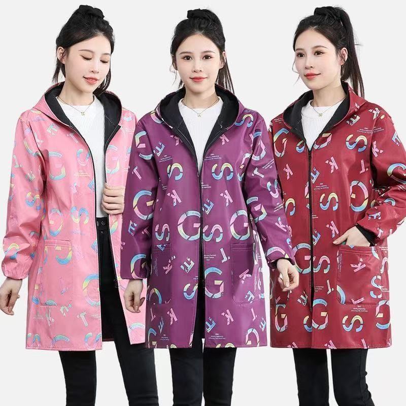 加绒加厚防水新款韩版女时尚拉链罩衣厨房工地防尘服居家秋冬季