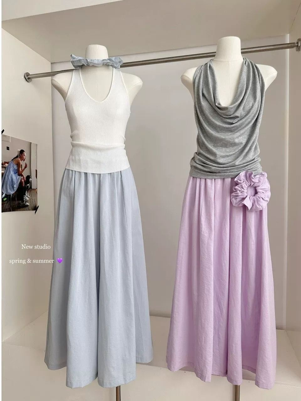 越野兔蓝白紫三色凉感休闲裤长裤配发圈