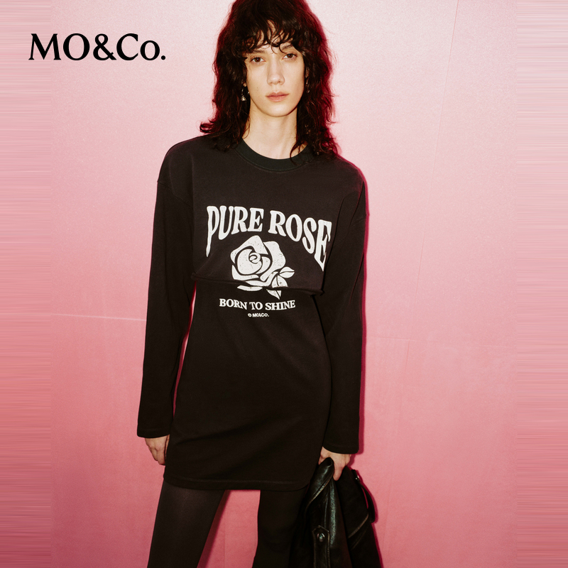 【赵老板专属】MOCO玫瑰印花短T恤收腰背心裙连衣裙MBD1DRST25
