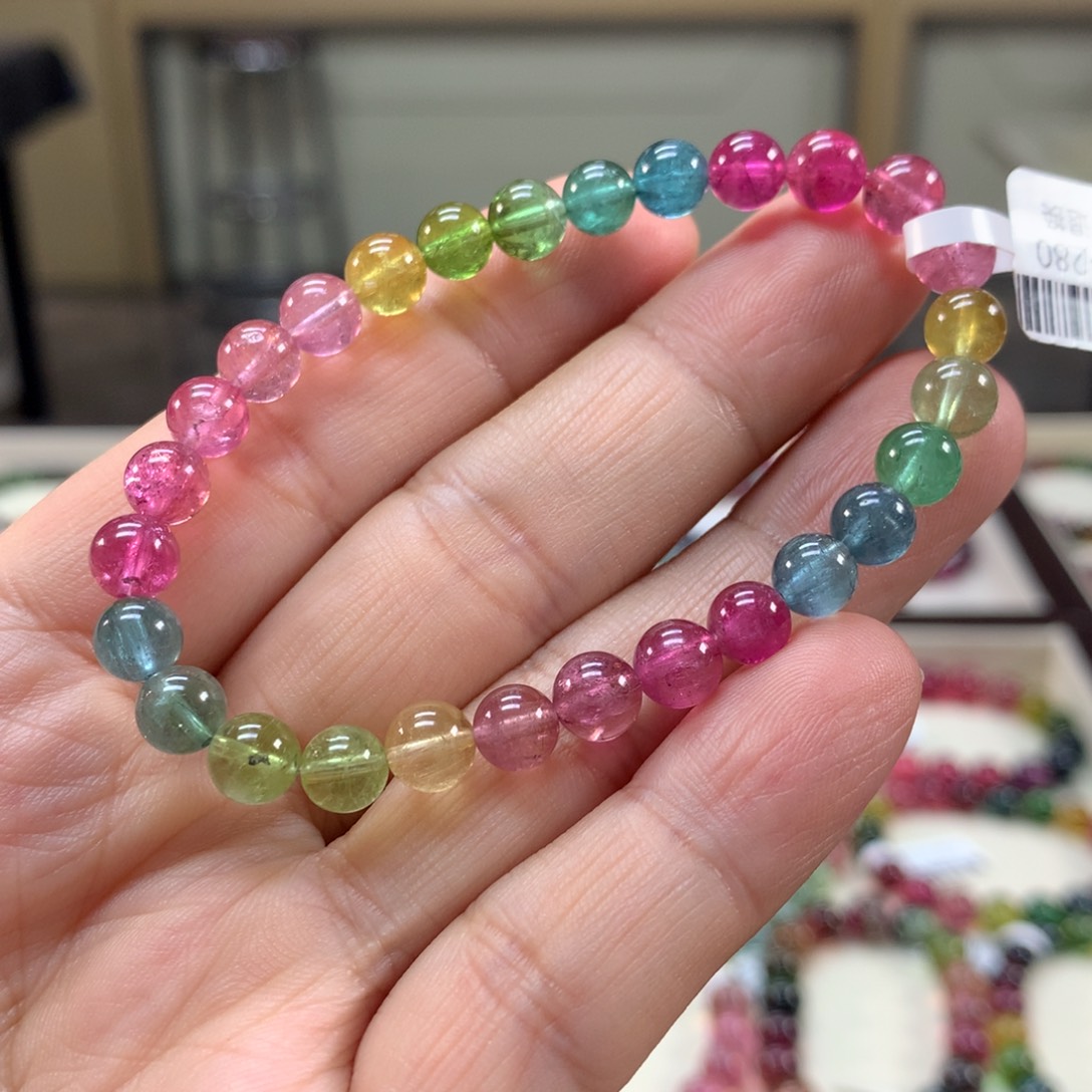 碧玺未镶嵌手链6.6左右