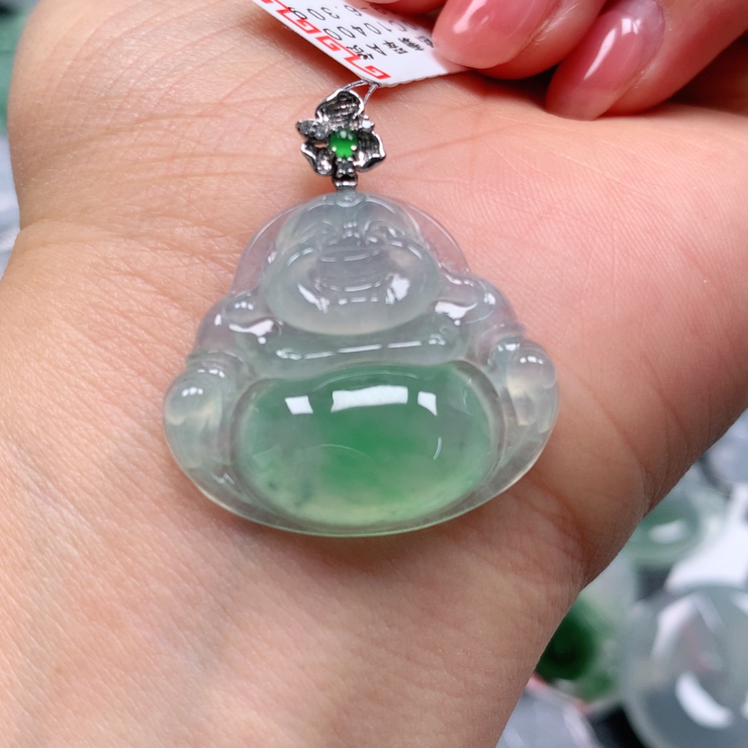 翡翠颈饰18K金镶嵌天然翡翠