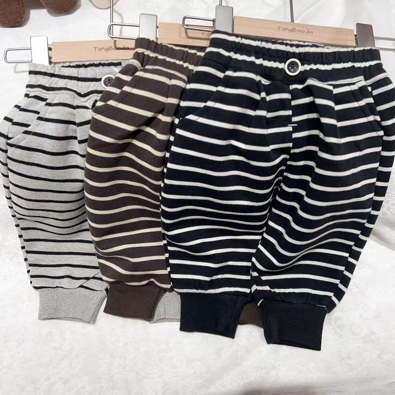 球水洗条纹儿童裤子1总