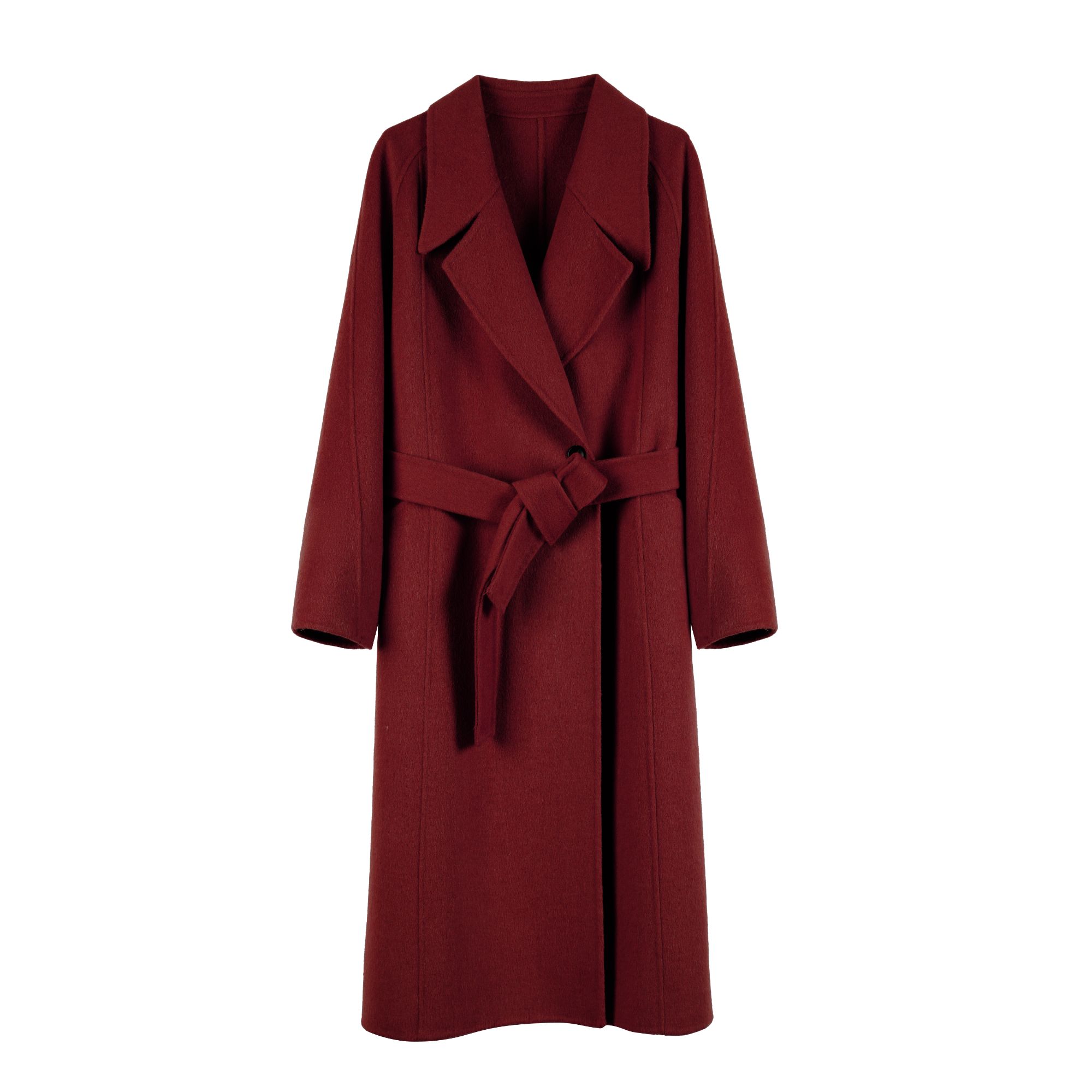 【佳美儿服饰】冬季纯色浴袍绵羊毛双面呢赫本风大衣