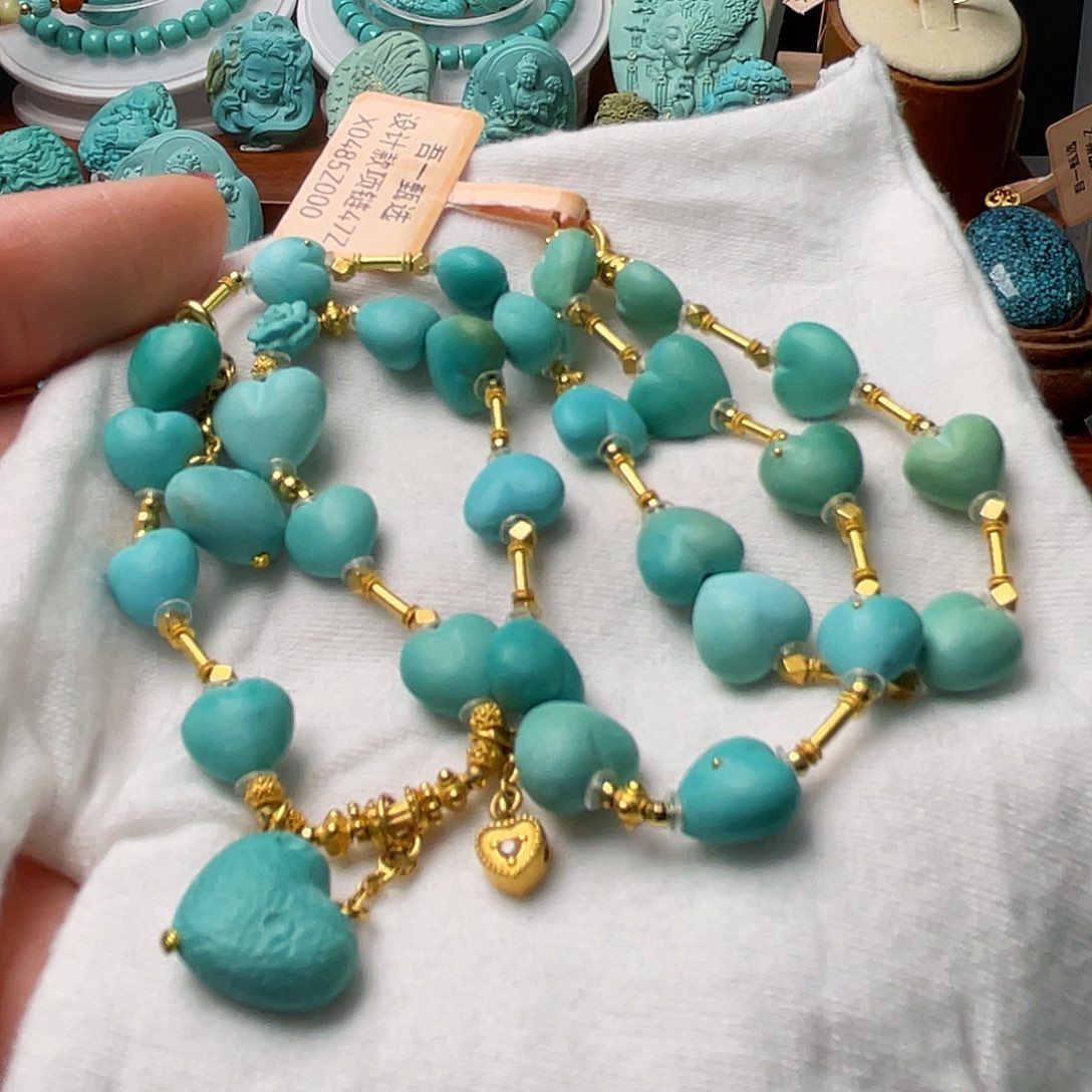 绿松石珠宝半成品18K金镶嵌